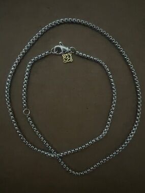 David Yurman Two-Tone Silver Chain Necklace with Gold Charm